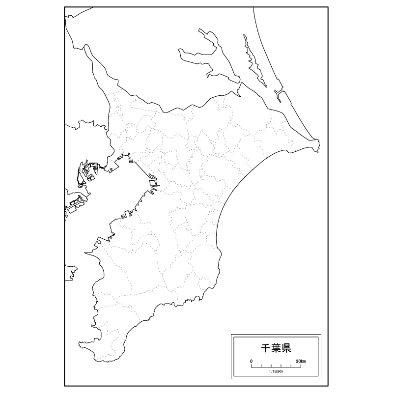 千葉県の白地図のサムネイル