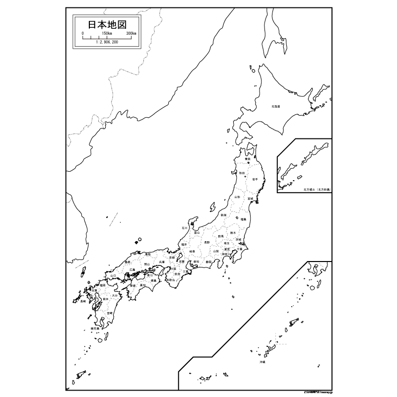 日本地図の白地図のサムネイル