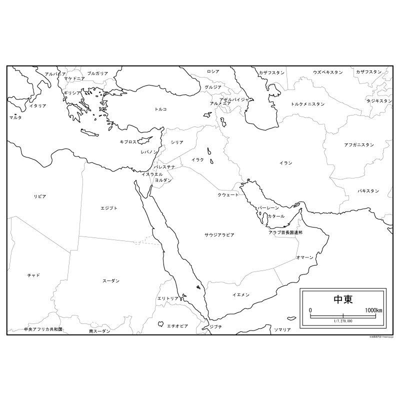 中東の白地図のサムネイル