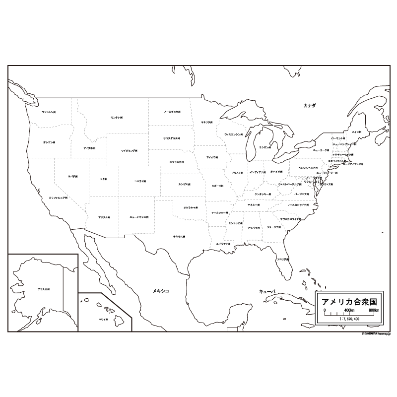 アメリカ合衆国の白地図のサムネイル