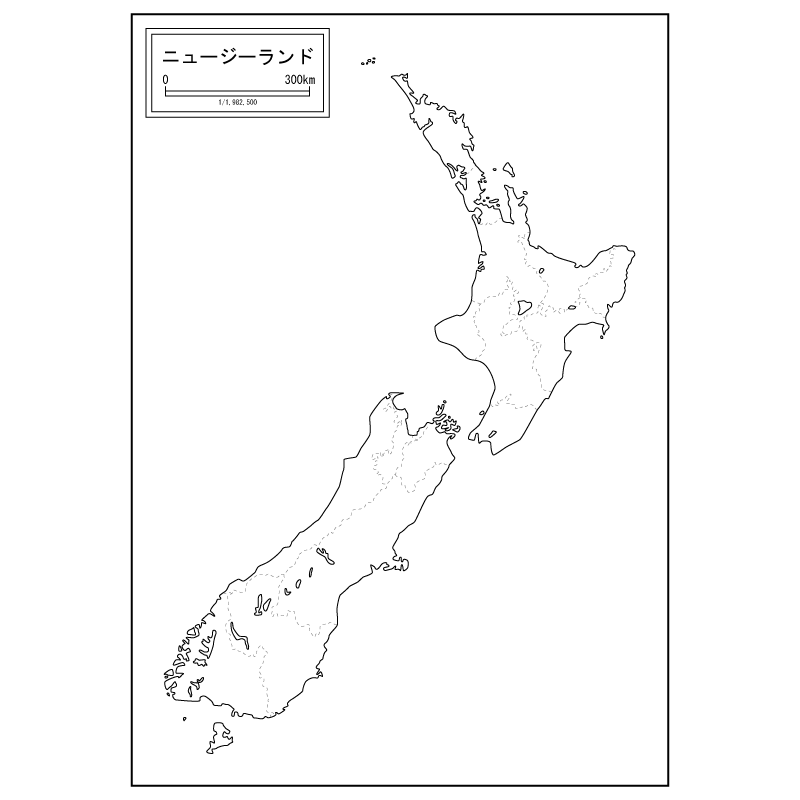 ニュージーランドの白地図のサムネイル