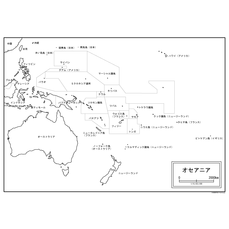 オセアニアの白地図のサムネイル