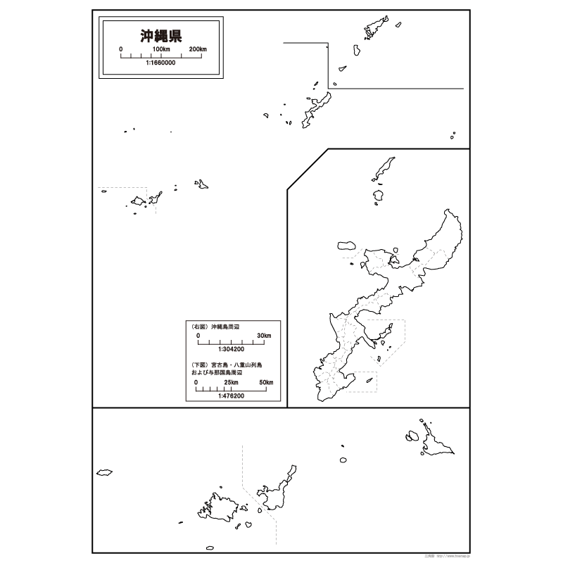 沖縄県の白地図のサムネイル