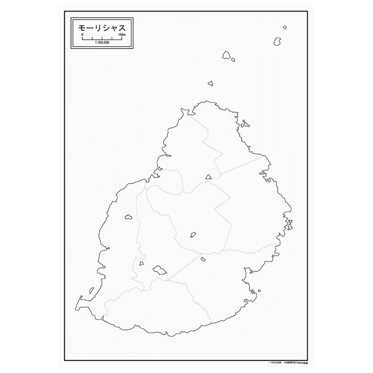 モーリシャスの紙の白地図