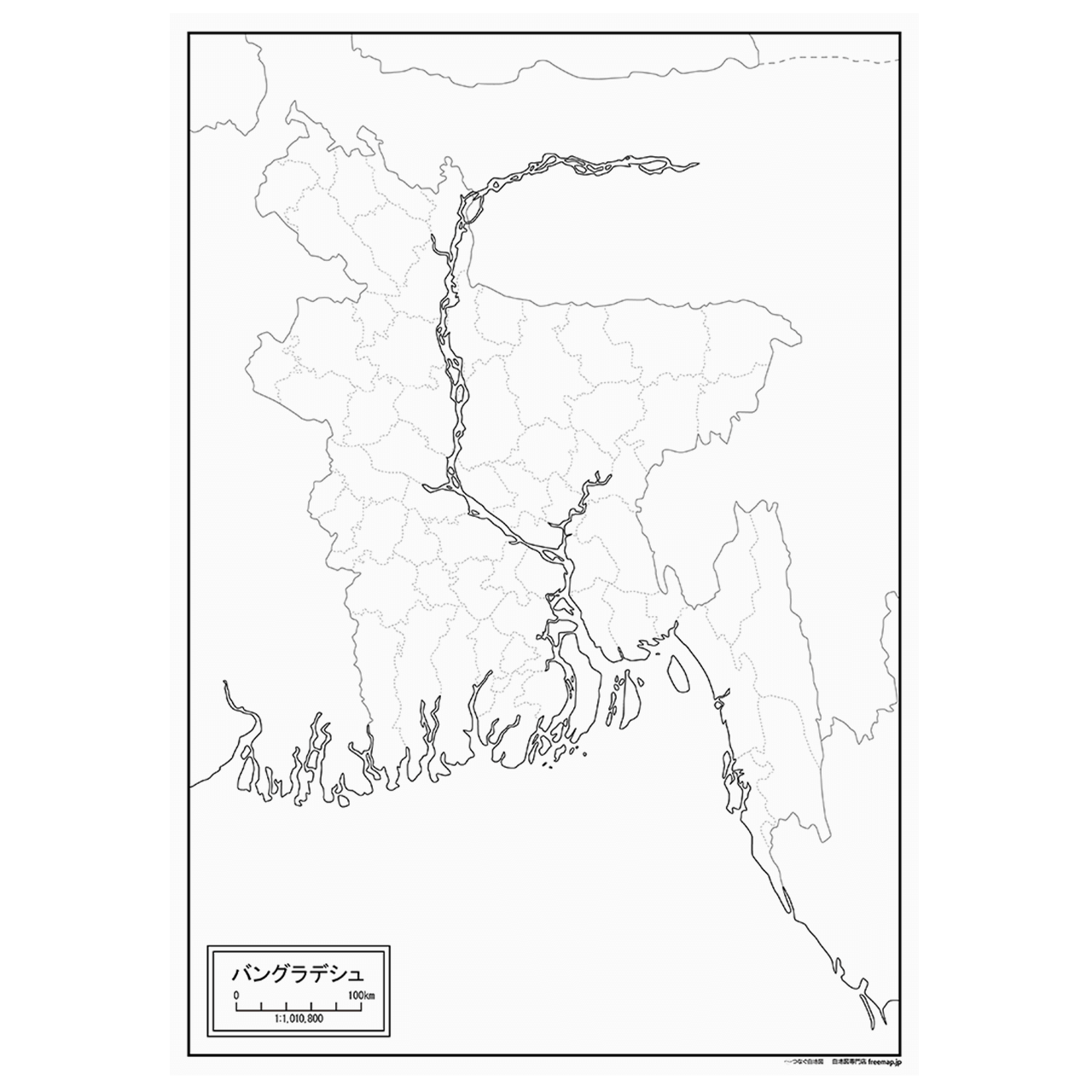 バングラデシュの紙の白地図