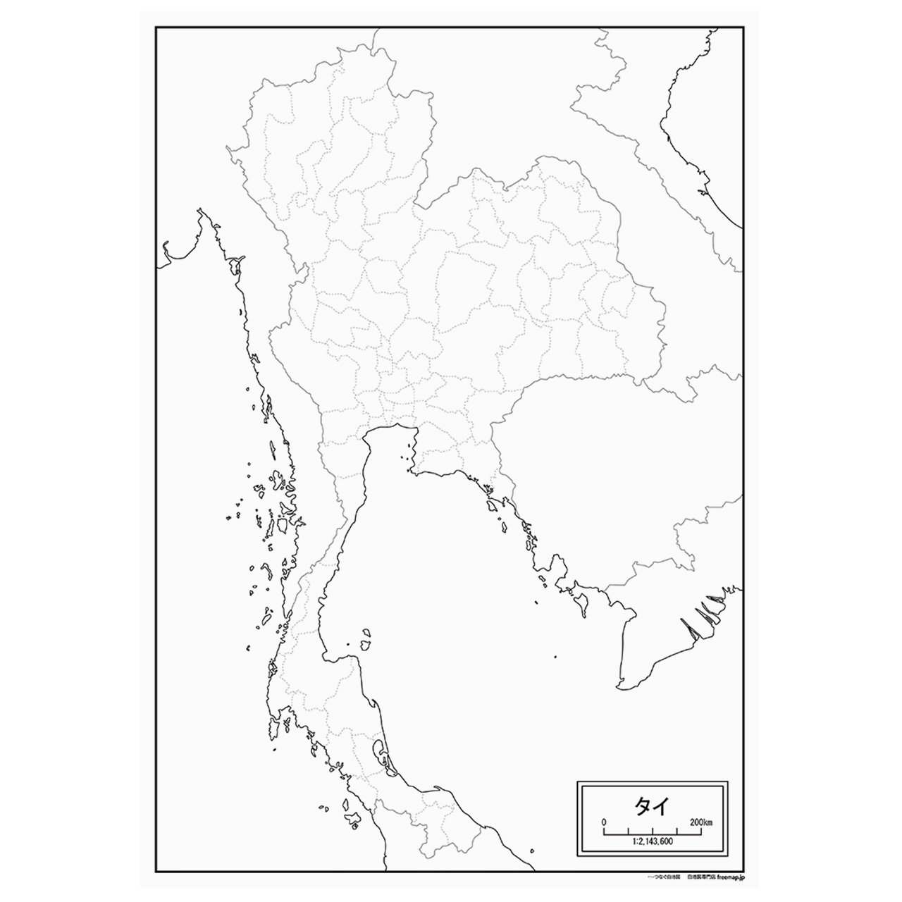タイの紙の白地図
