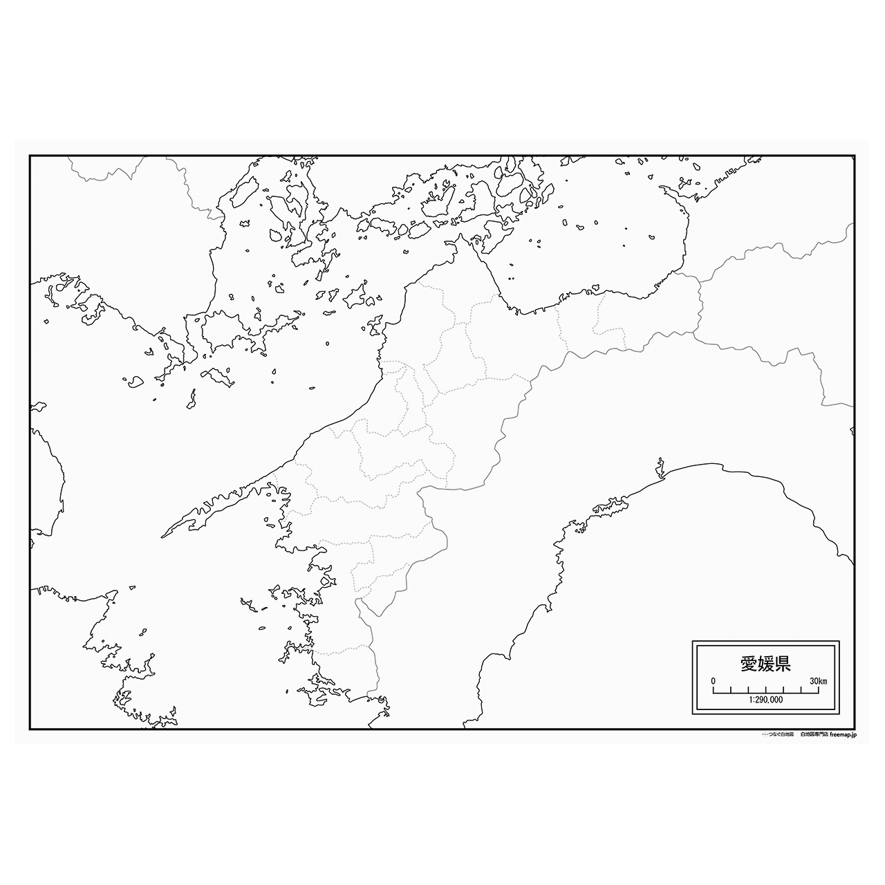 愛媛県の紙の白地図