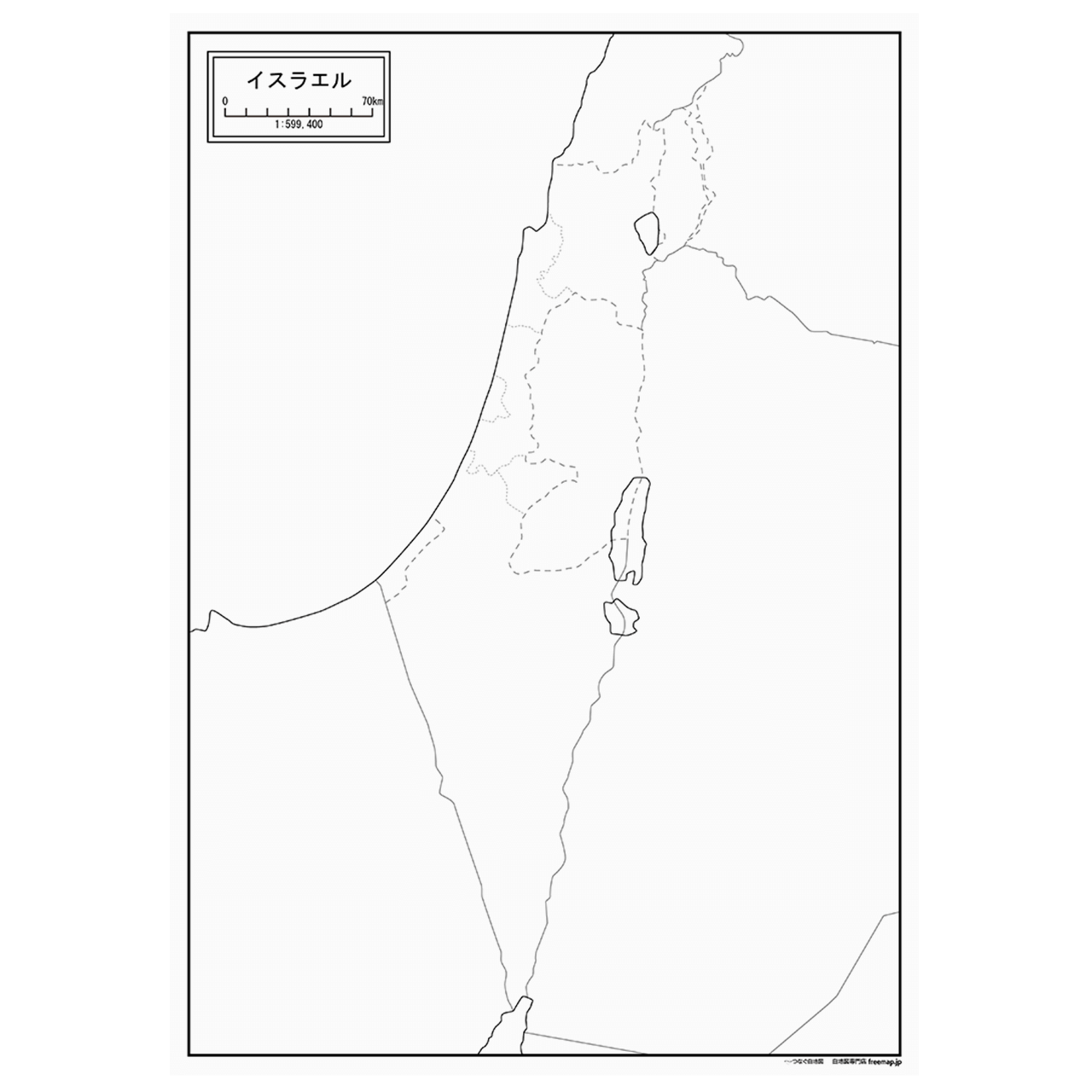 イスラエルの紙の白地図