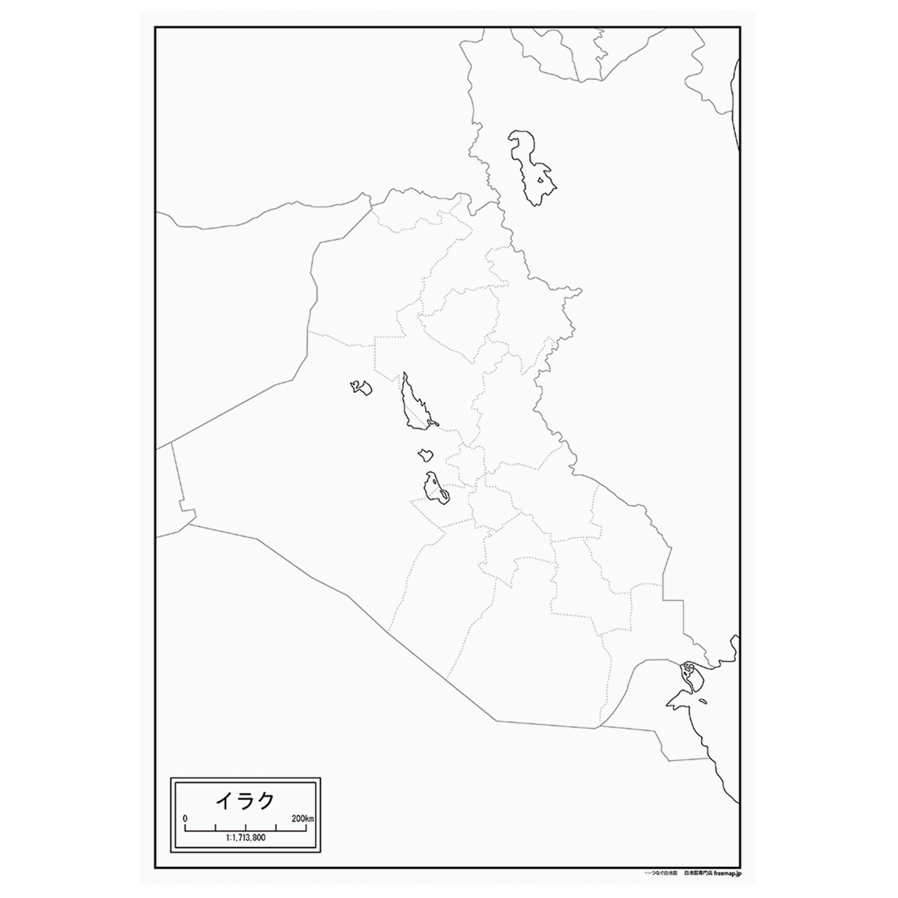 イラクの紙の白地図