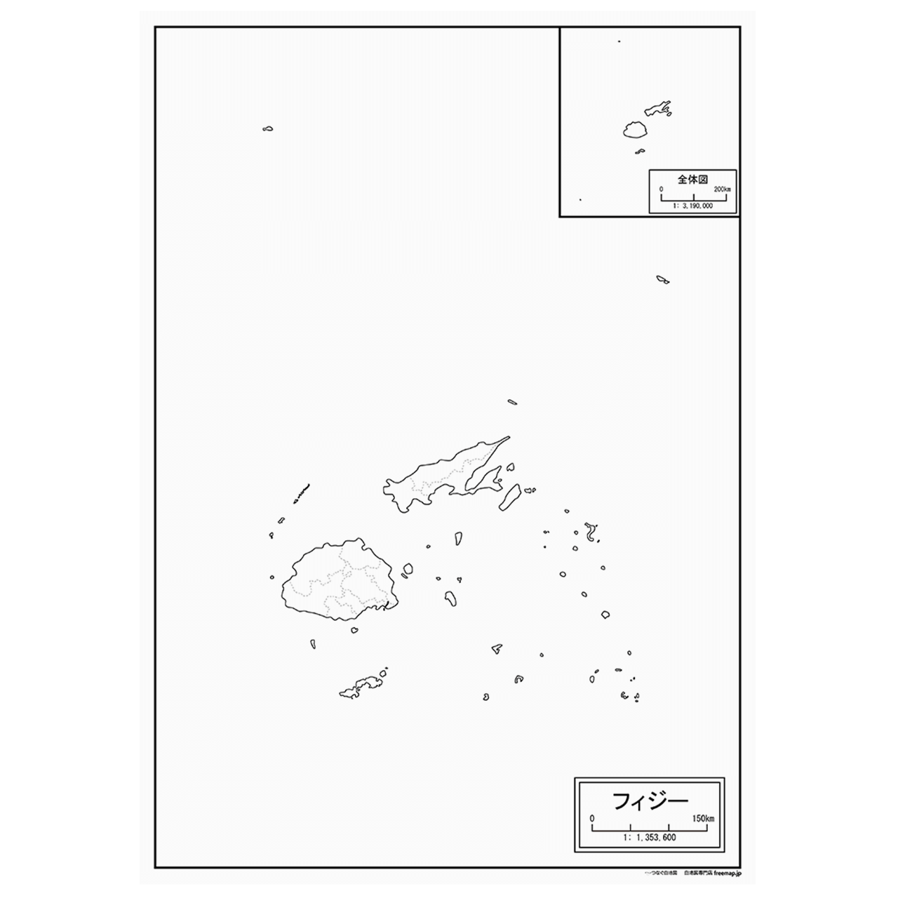 フィジーの紙の白地図
