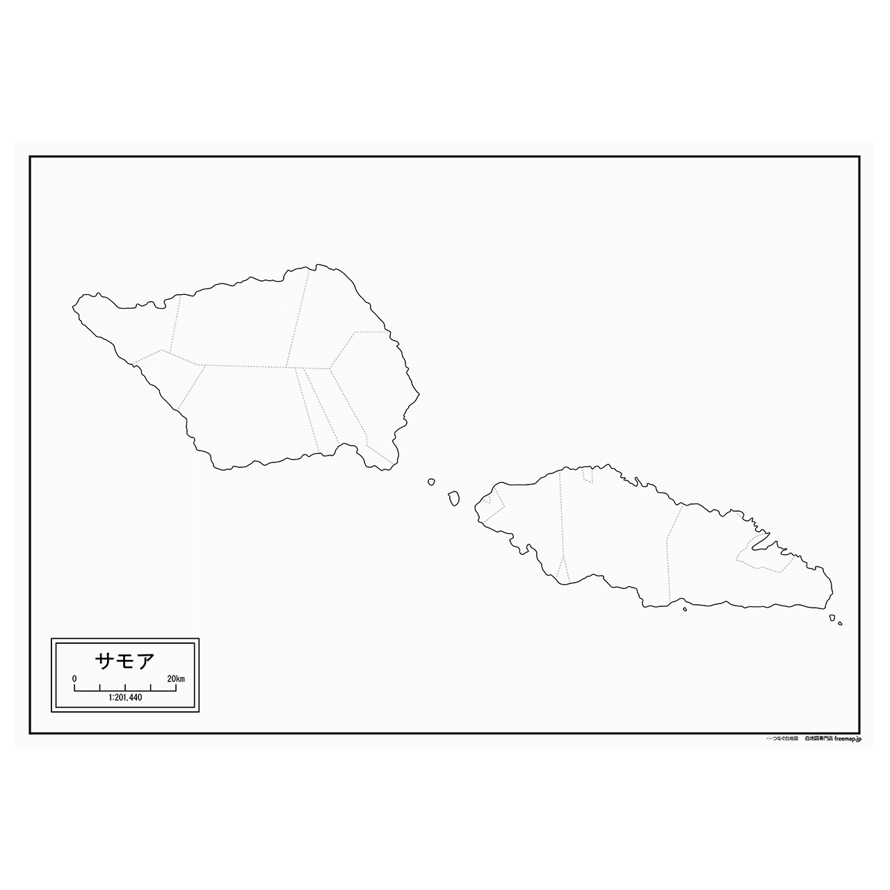 サモアの紙の白地図