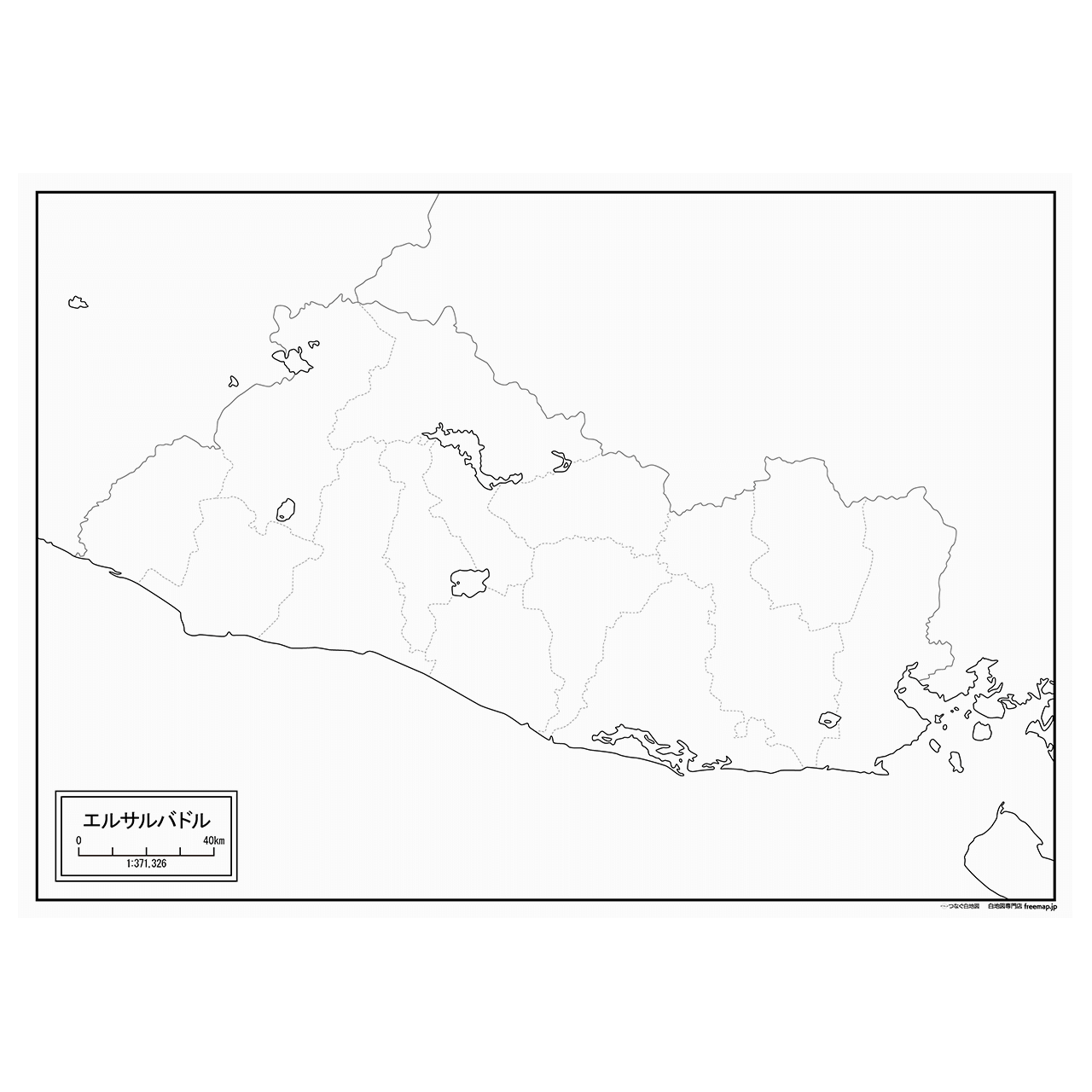 エルサルバドルの紙の白地図