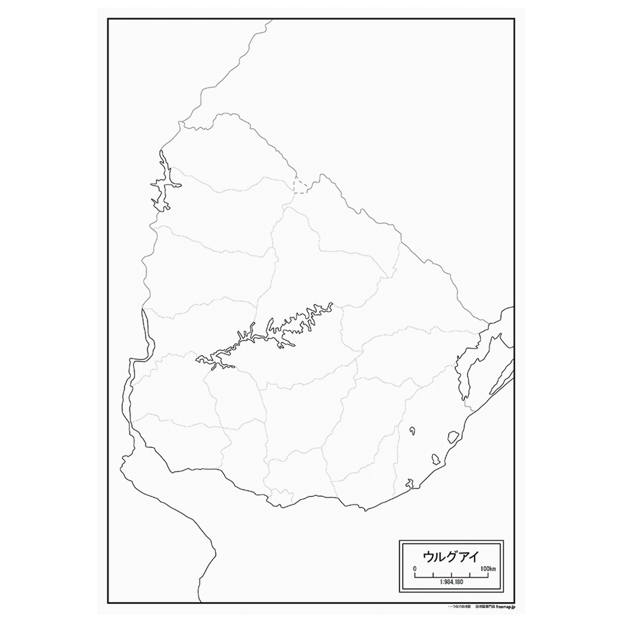 ウルグアイの紙の白地図
