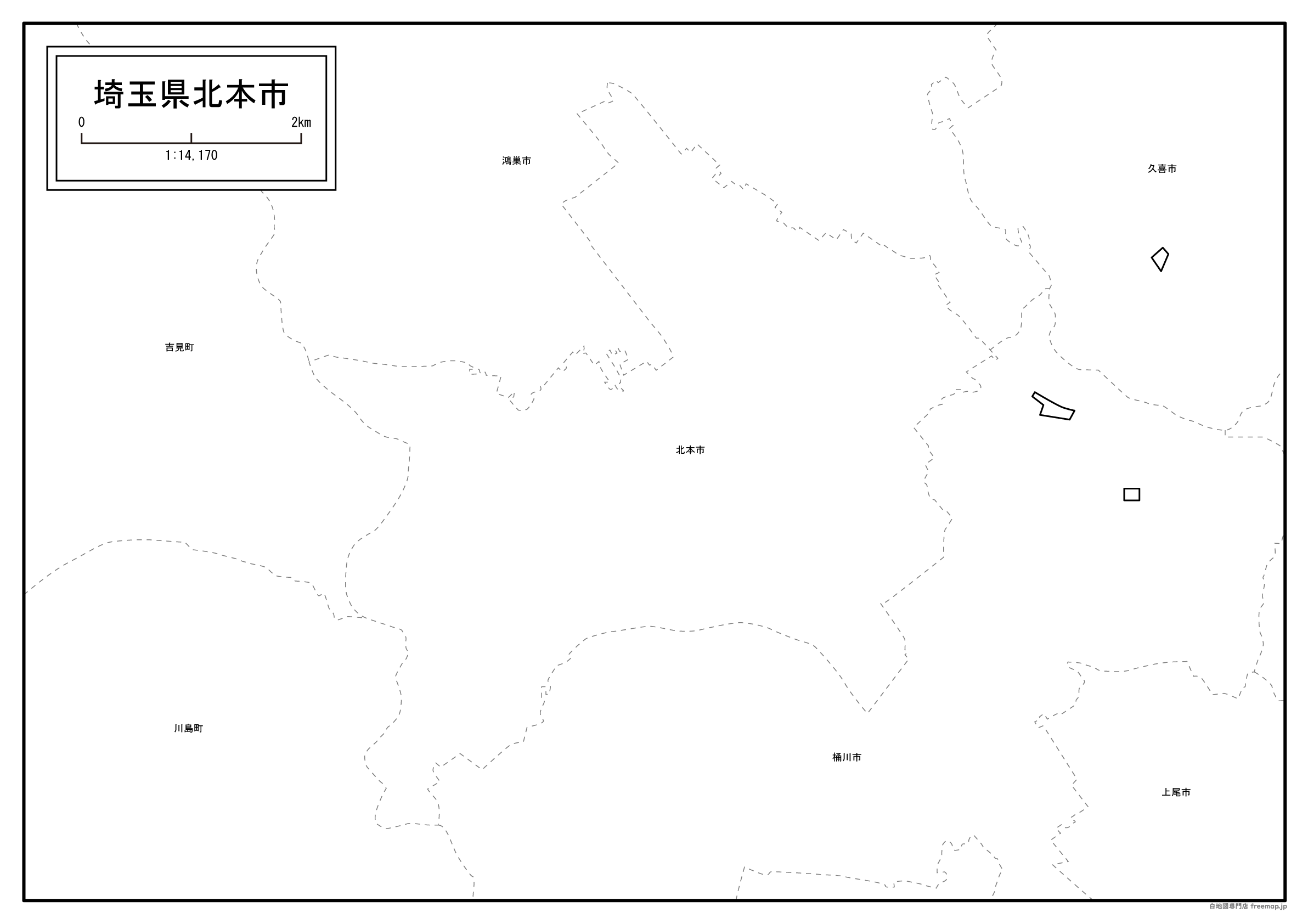 北本市の白地図を無料ダウンロードdownload Kitamoto's map for free of charge.