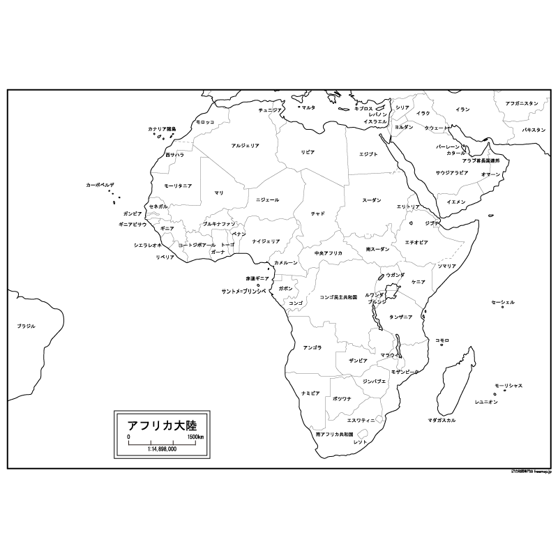 アフリカ大陸の白地図のサムネイル