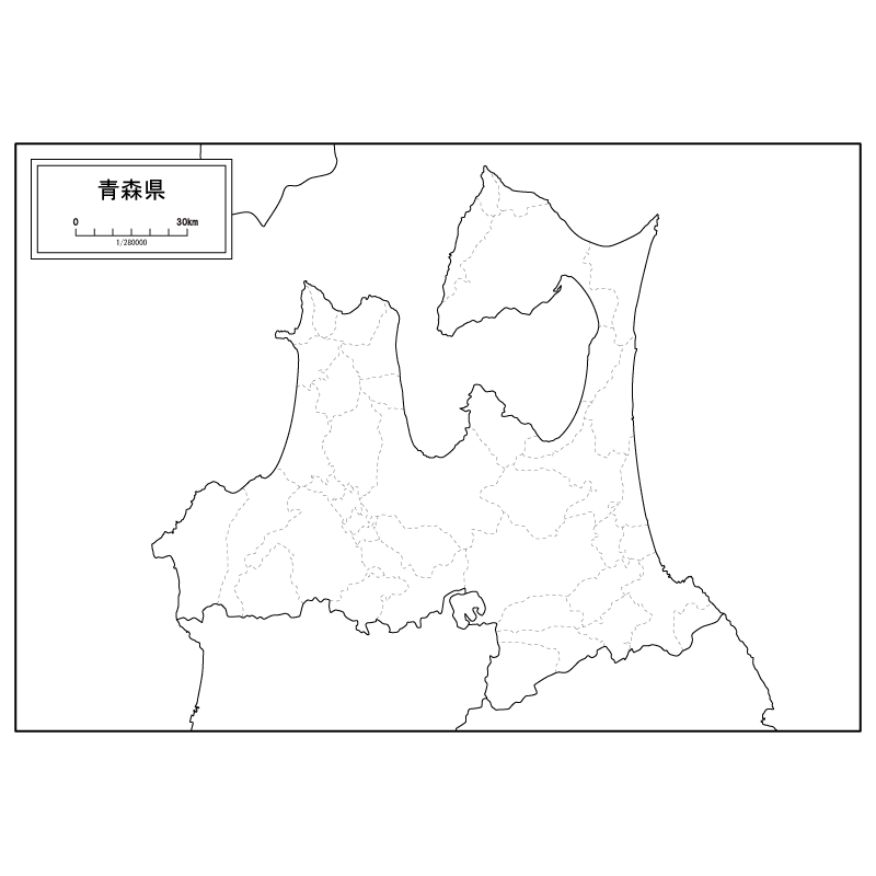 青森県の白地図のサムネイル