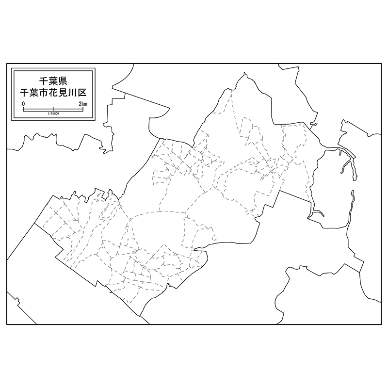 千葉市花見川区の白地図のサムネイル