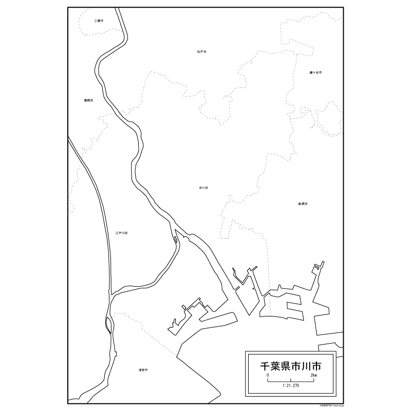市川市の白地図のサムネイル