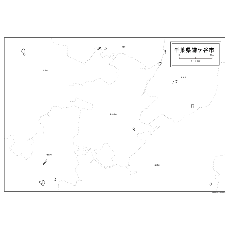 鎌ケ谷市の白地図のサムネイル