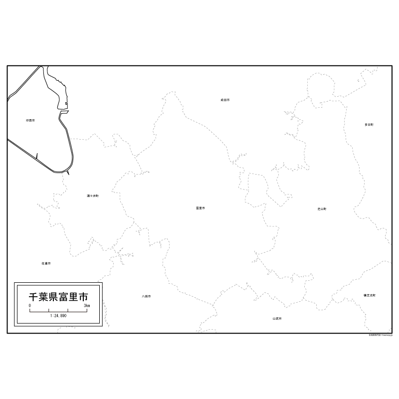 富里市の白地図のサムネイル
