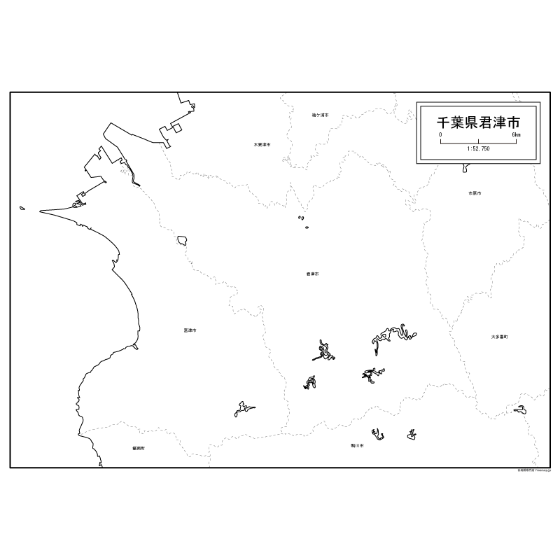 君津市の白地図のサムネイル