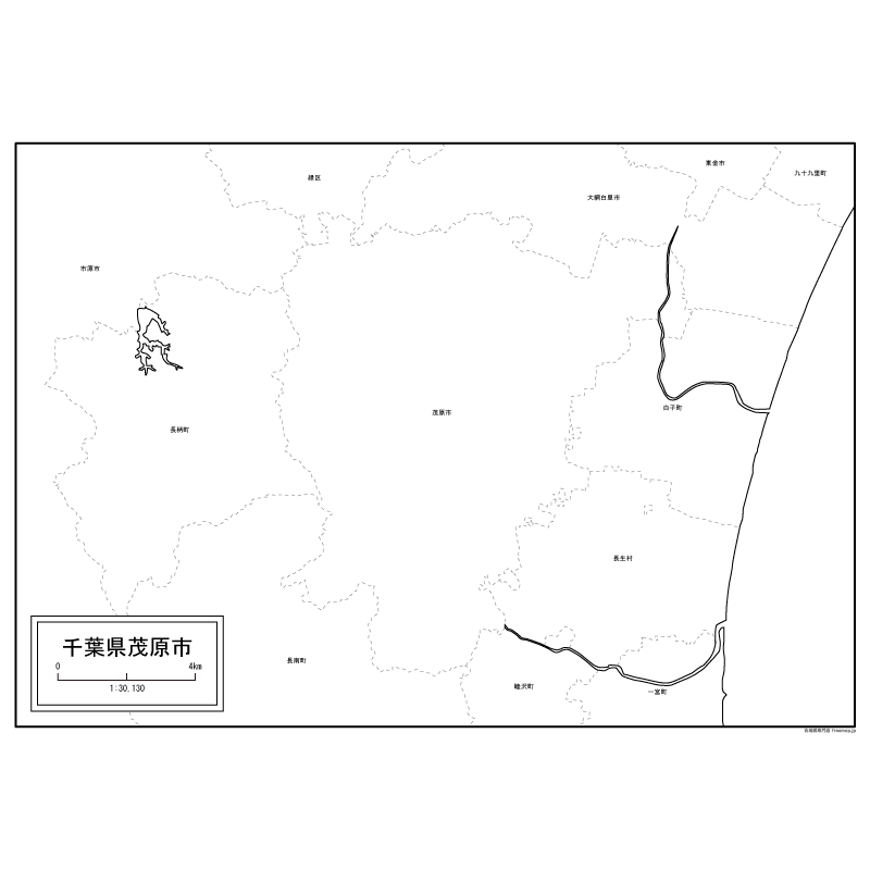 茂原市の白地図のサムネイル