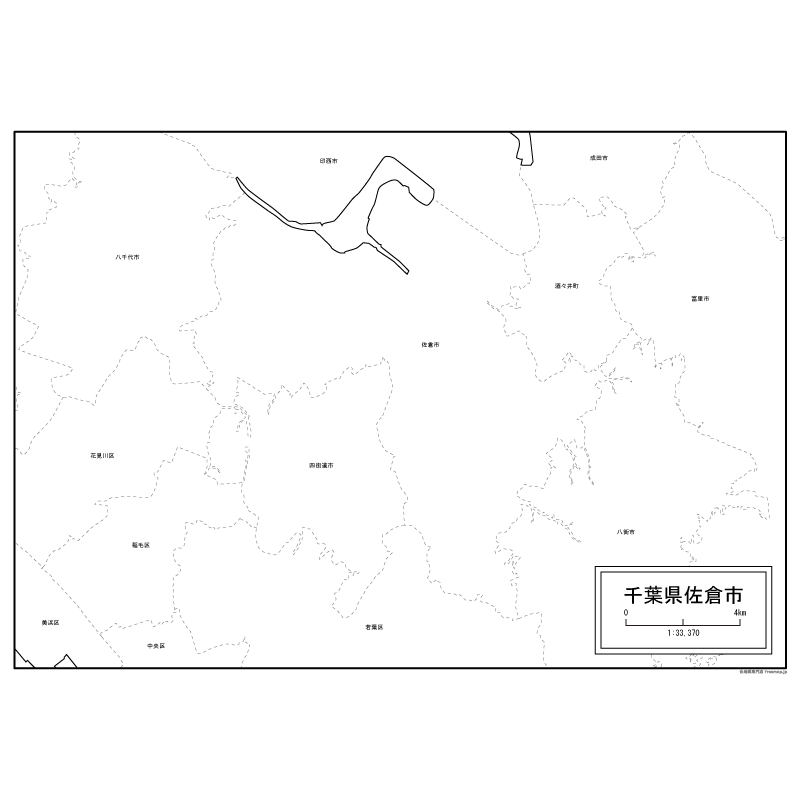 佐倉市の白地図のサムネイル