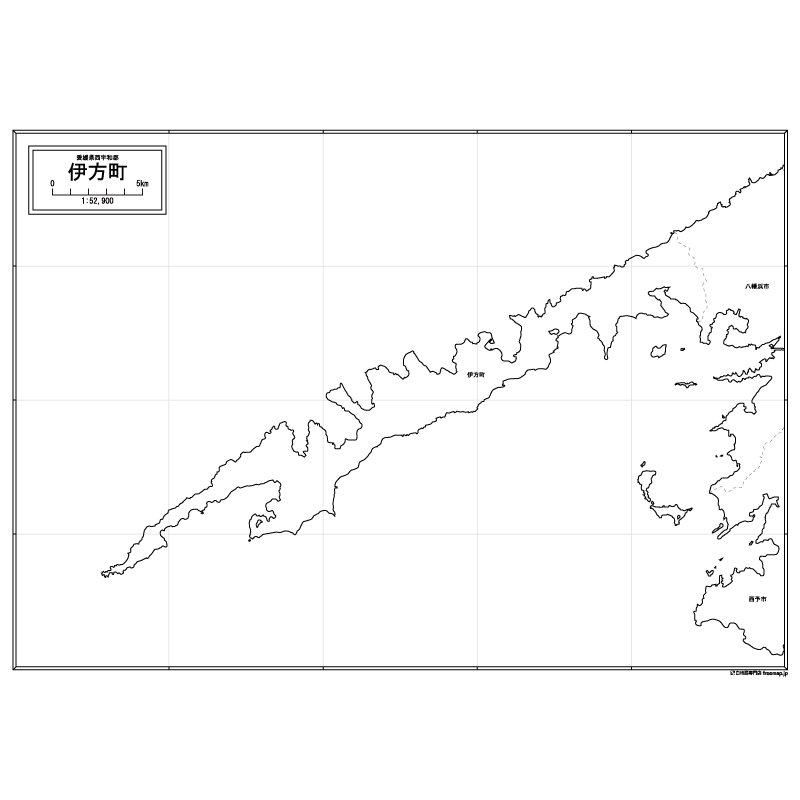 伊方町の白地図のサムネイル