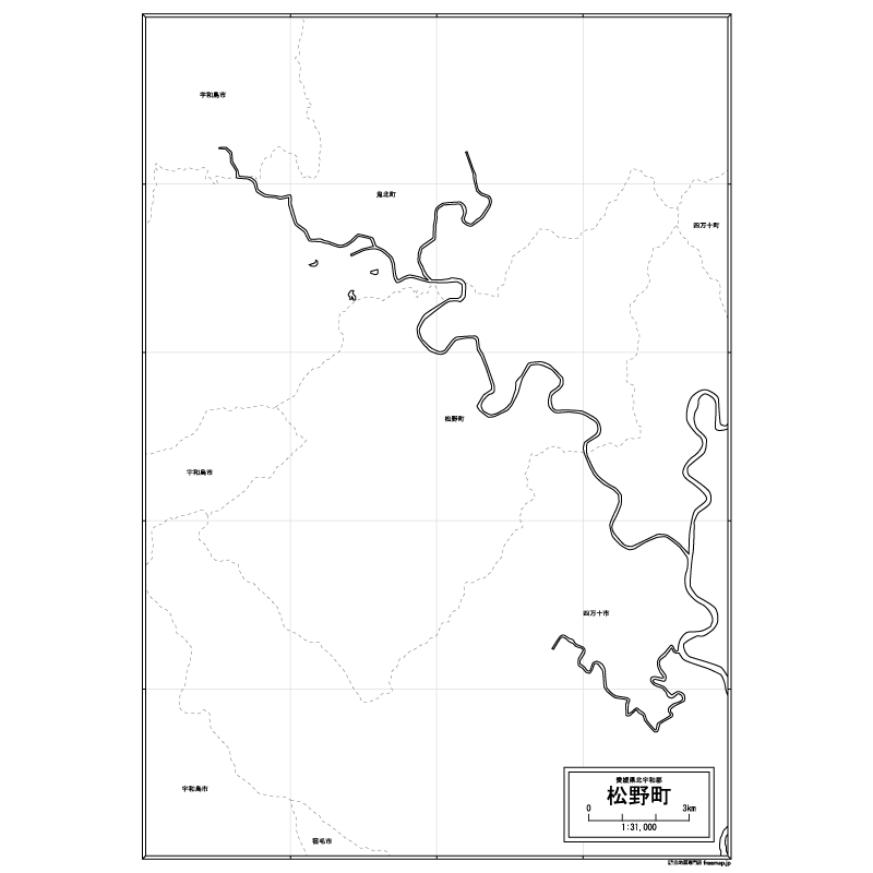 松野町の白地図のサムネイル