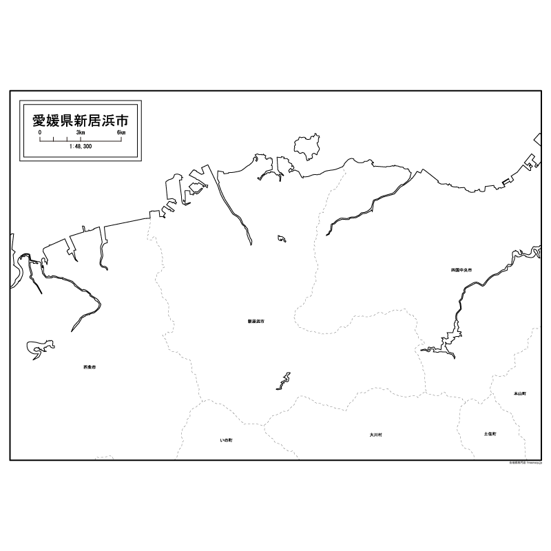 新居浜市の白地図のサムネイル