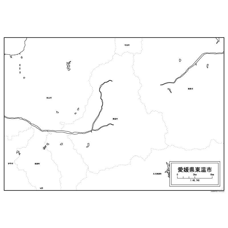 東温市の白地図のサムネイル