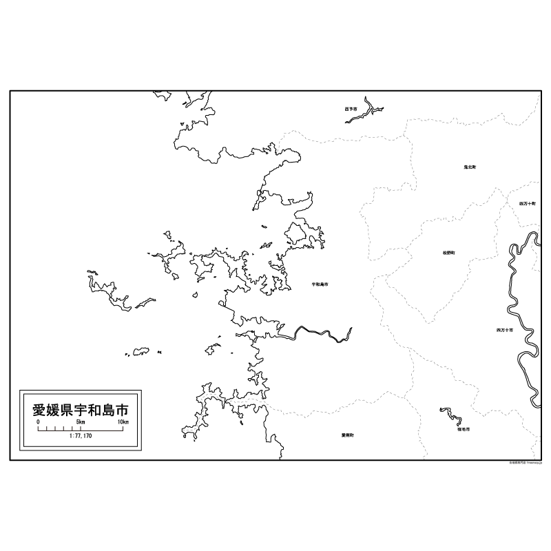 宇和島市の白地図のサムネイル