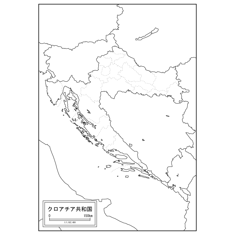 クロアチアの白地図のサムネイル