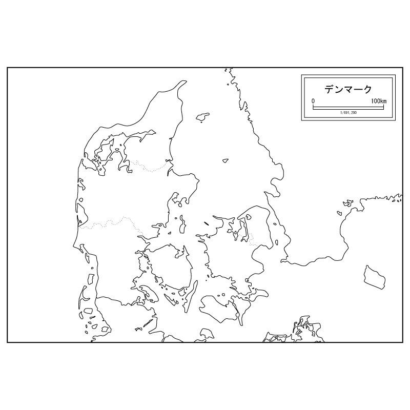 デンマークの白地図のサムネイル