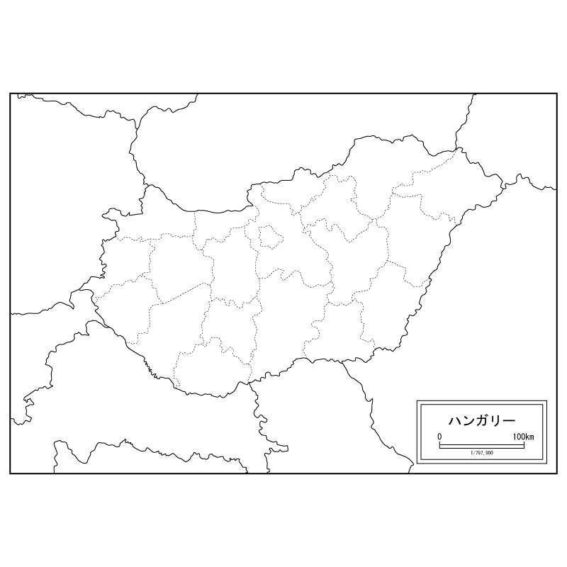 ハンガリーの白地図のサムネイル