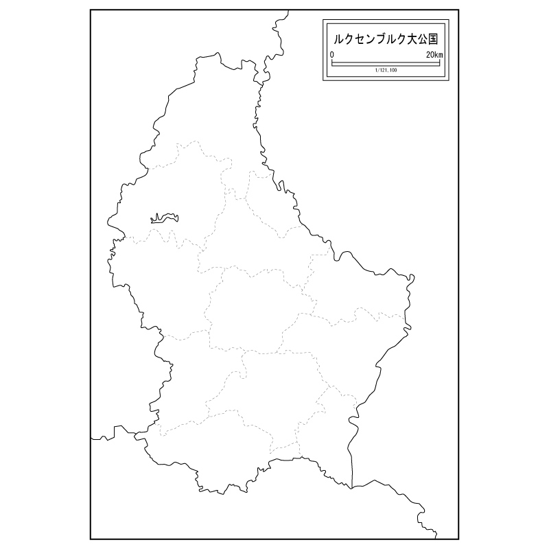 ルクセンブルクの白地図のサムネイル