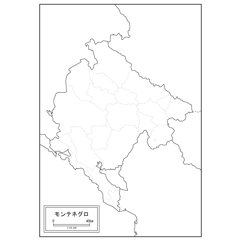 モンテネグロの白地図のサムネイル