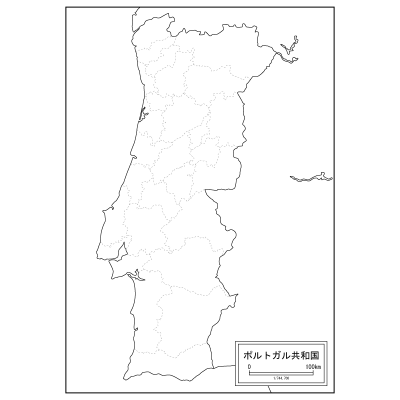 ポルトガルの白地図のサムネイル
