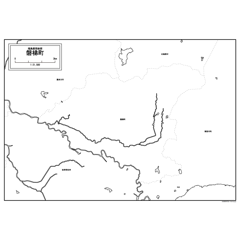磐梯町の白地図のサムネイル