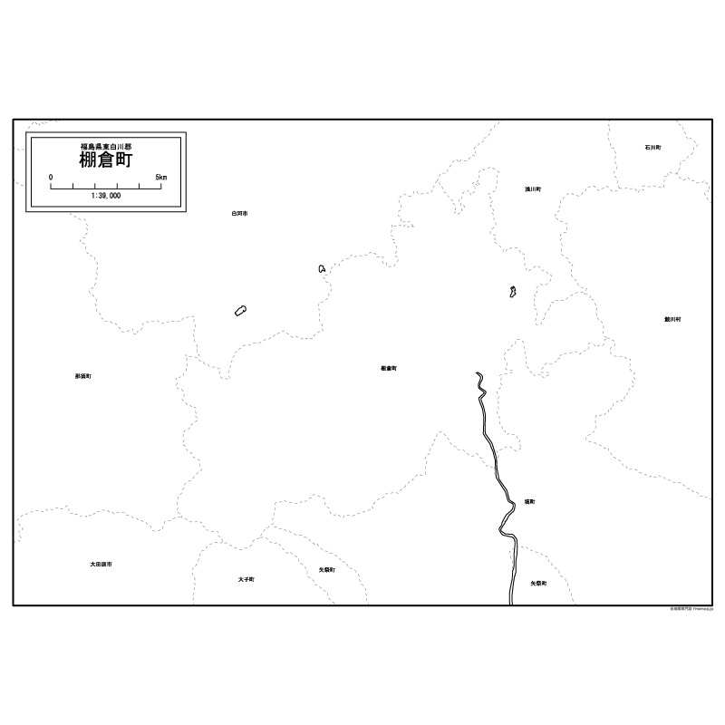 棚倉町の白地図のサムネイル