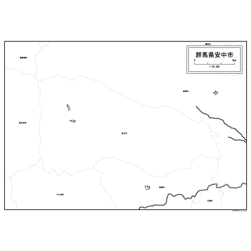 安中市の白地図のサムネイル