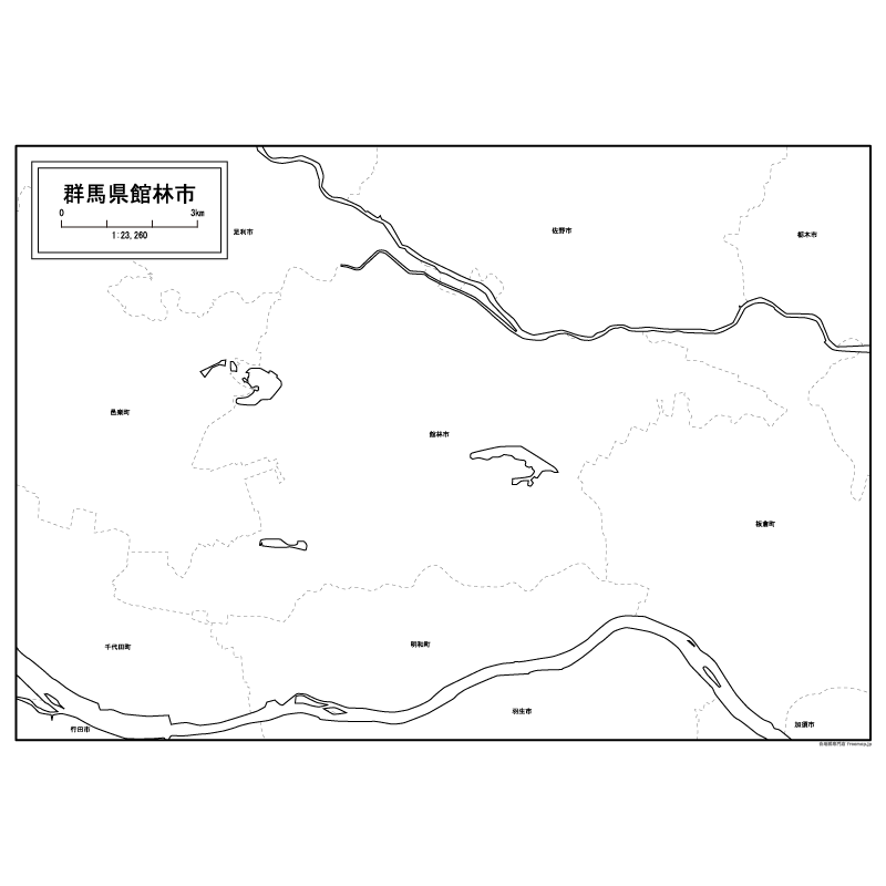 館林市の白地図のサムネイル