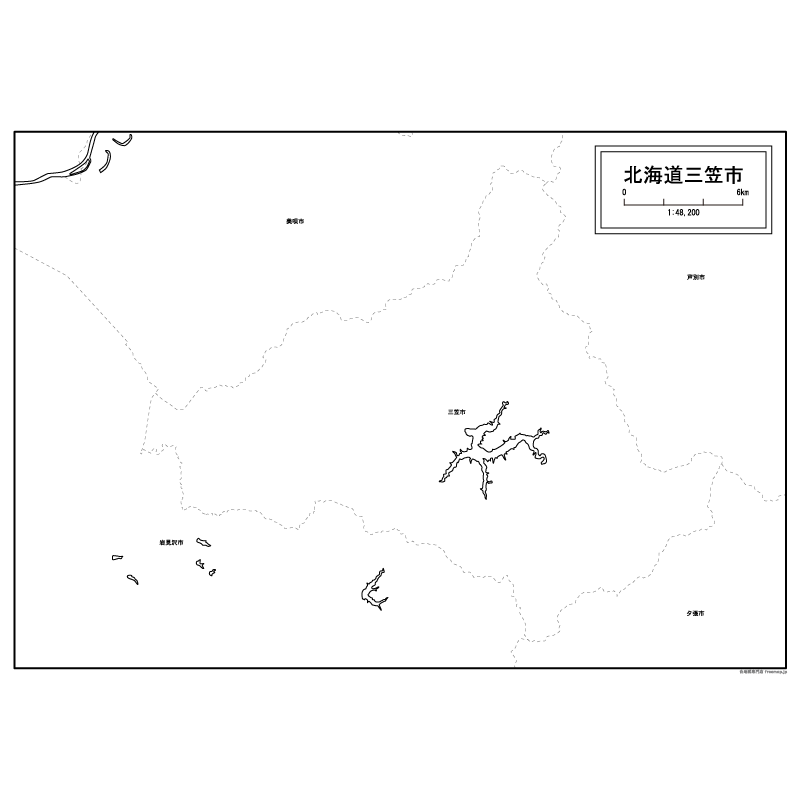 三笠市の白地図のサムネイル