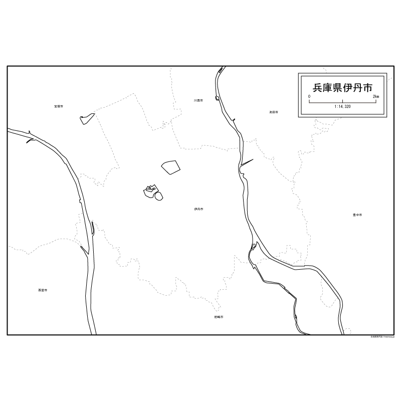 伊丹市の白地図のサムネイル