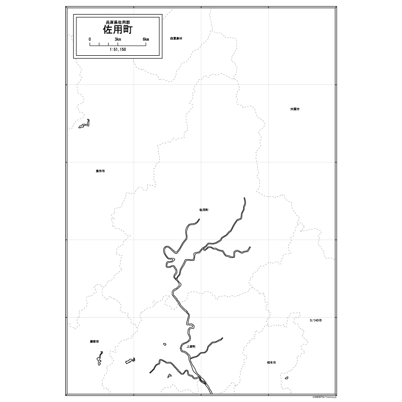 佐用町の白地図のサムネイル