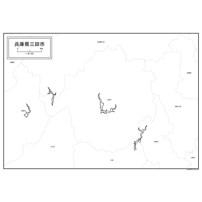 三田市の白地図のサムネイル