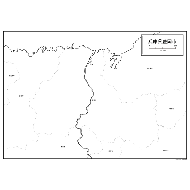 豊岡市の白地図のサムネイル