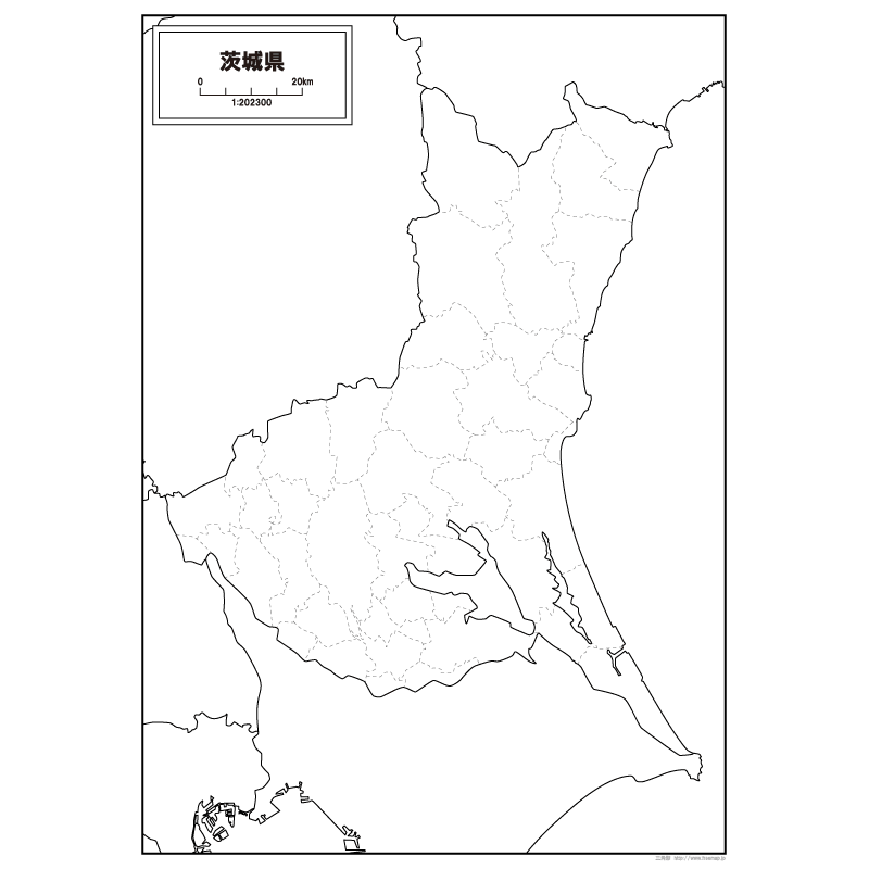茨城県の白地図のサムネイル