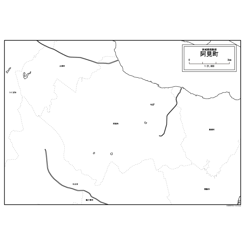 阿見町の白地図のサムネイル