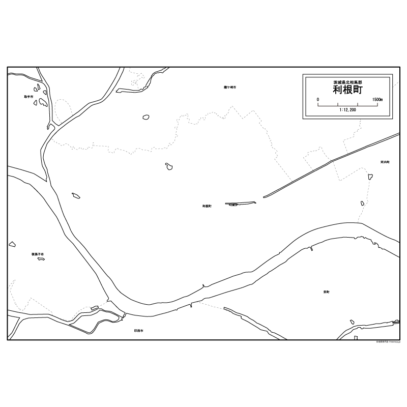 利根町の白地図のサムネイル